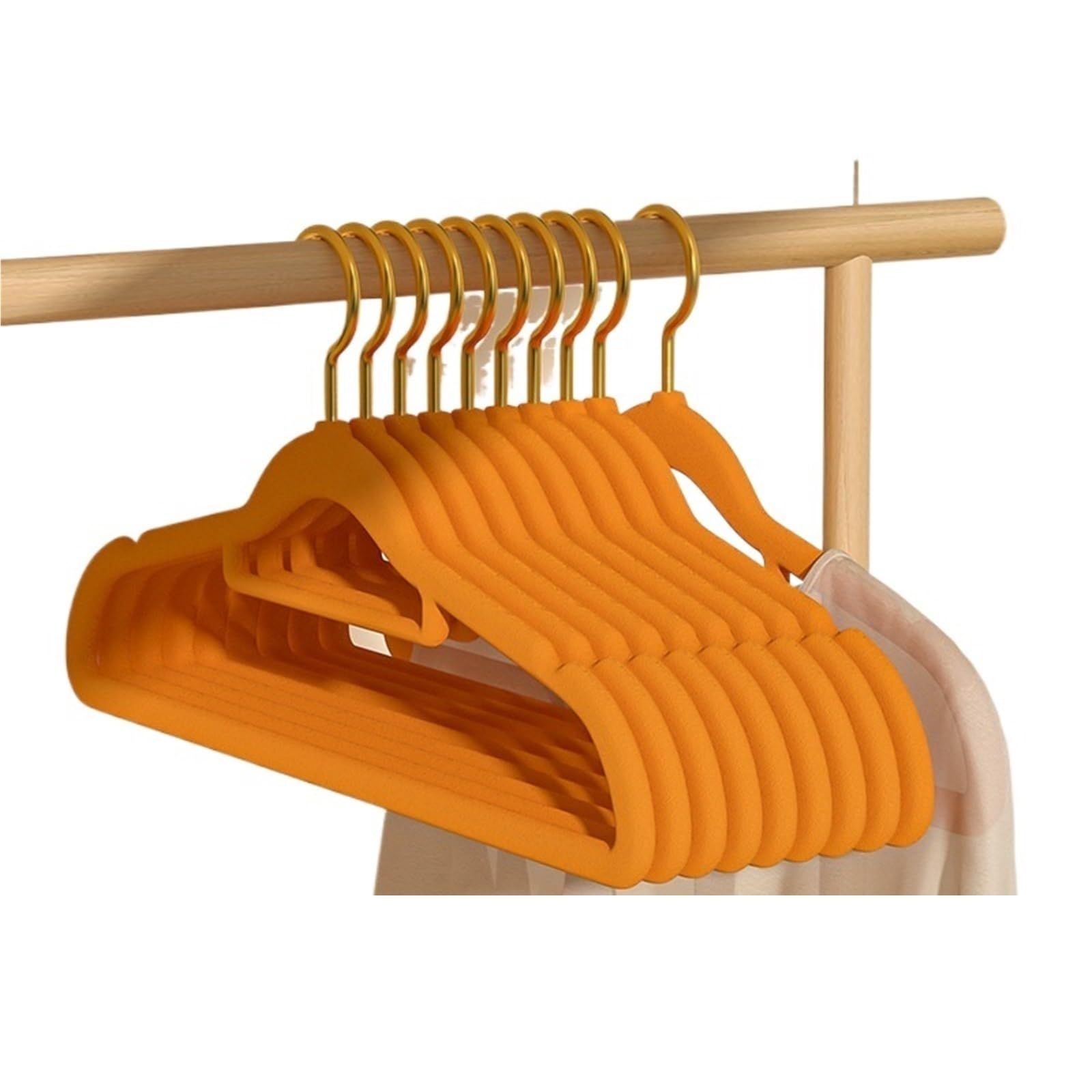Duexioly Orange Velvet Hangers 5-20Pcs Velvet Hangers Non-Slip Trouser Skirt Abs Flocking Hanger Rotin Dressing Storage Save Space For Storage(,10Pcs)
