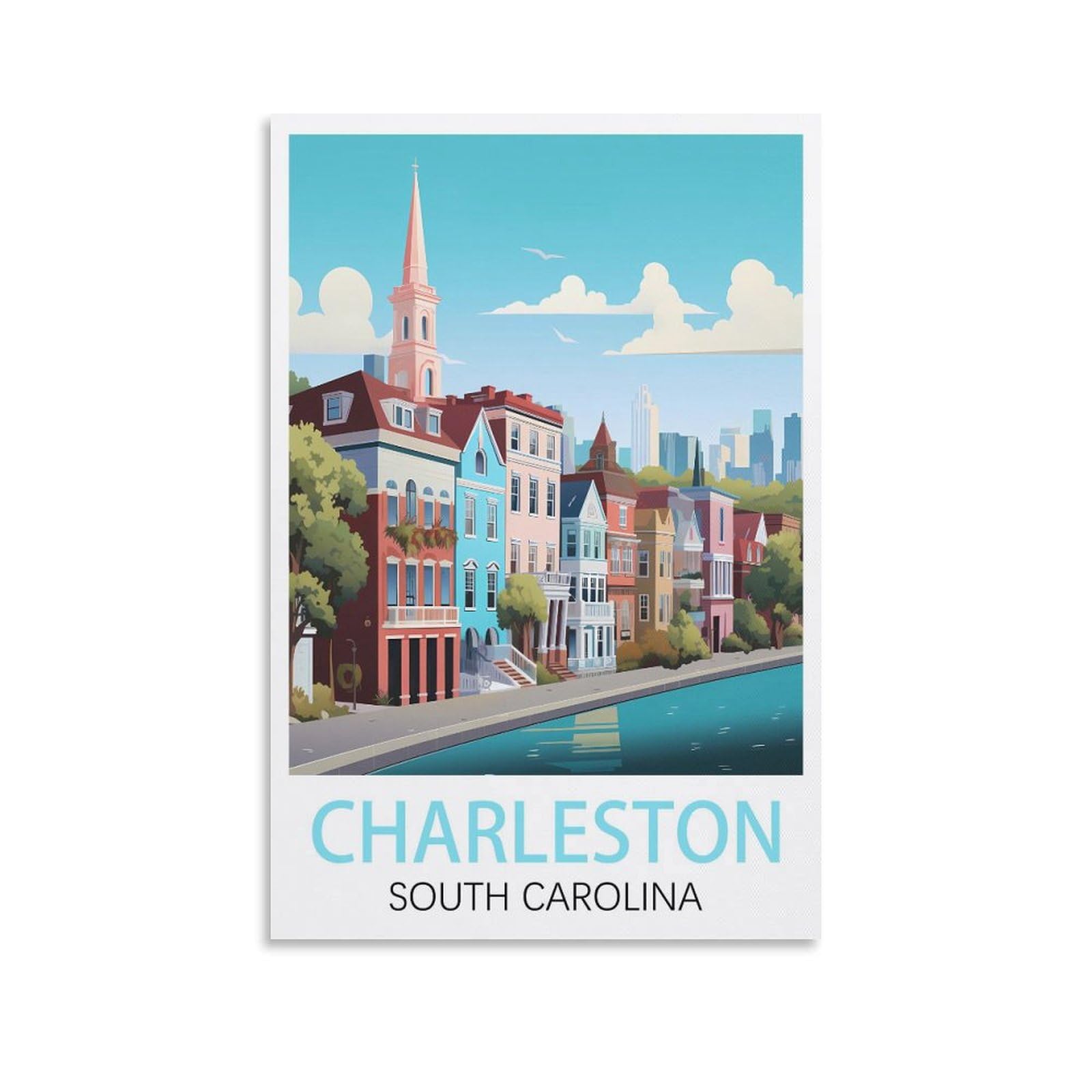 EZMLFA 5D Diamond Painting Kits for Adults,Charleston South Carolina Diamond Art Kits for Beginners,Full Drill Diamonds Gem Art for Home Wall Decor Gift 30x40cm