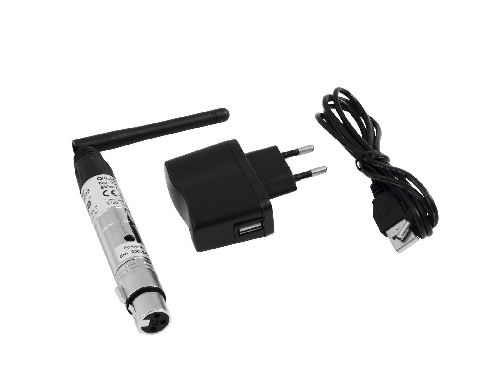 EUROLITE Set QuickDMX 1x Sender + 4X Empfänger | Kompakter DMX-Funksender inklusive 4X kompakter DMX-Funkempfänger