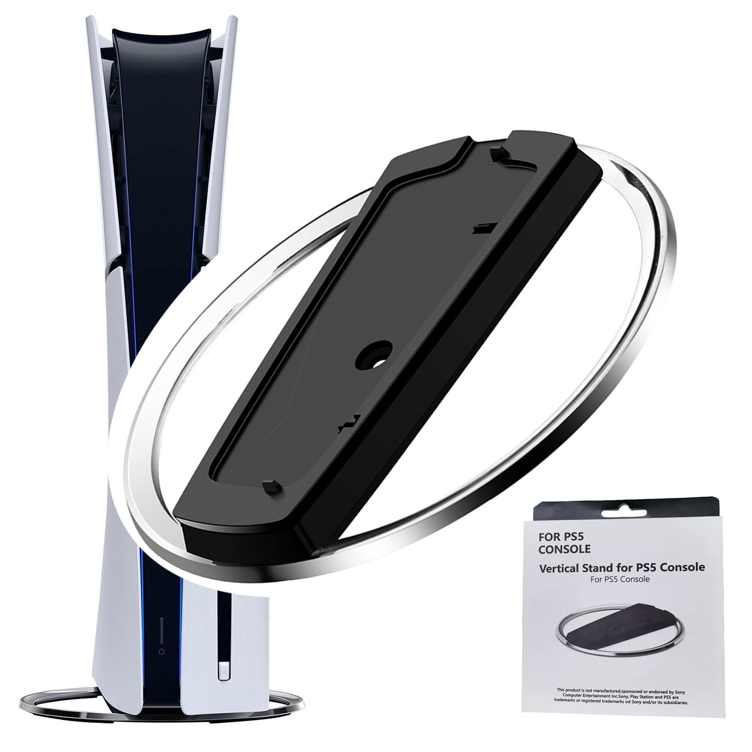 Vertikaler Standfuß für PS5 Slim Konsole, für PS5/PS5 Slim Konsole Disc und Digital Edition, Anti-Rutsch Basis, Bietet Stabilität und Wärmeableitung Stand - Schwarz