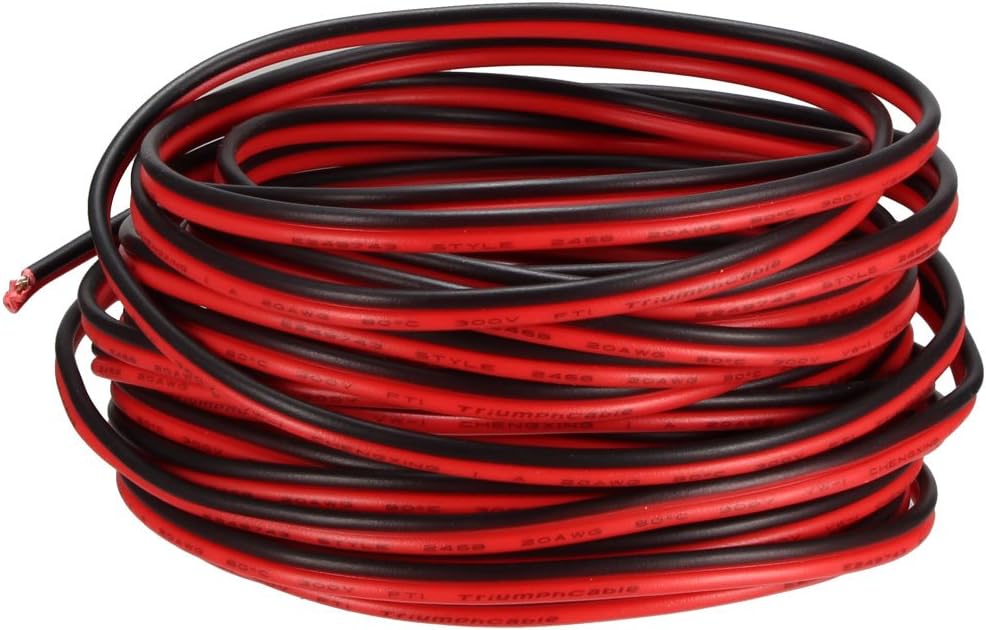 uxcell Red Black Wire 2pin Extension Cable Cord 20 AWG Parallel Wire Tin Plated Copper 6M Length for LED Strip Light