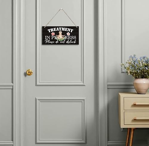 Miniatura 4 de Letrero de decoración de pared con texto en inglés "Treatment in Progress Please Do Not Disturb", placa de madera impresa, letrero de puerta