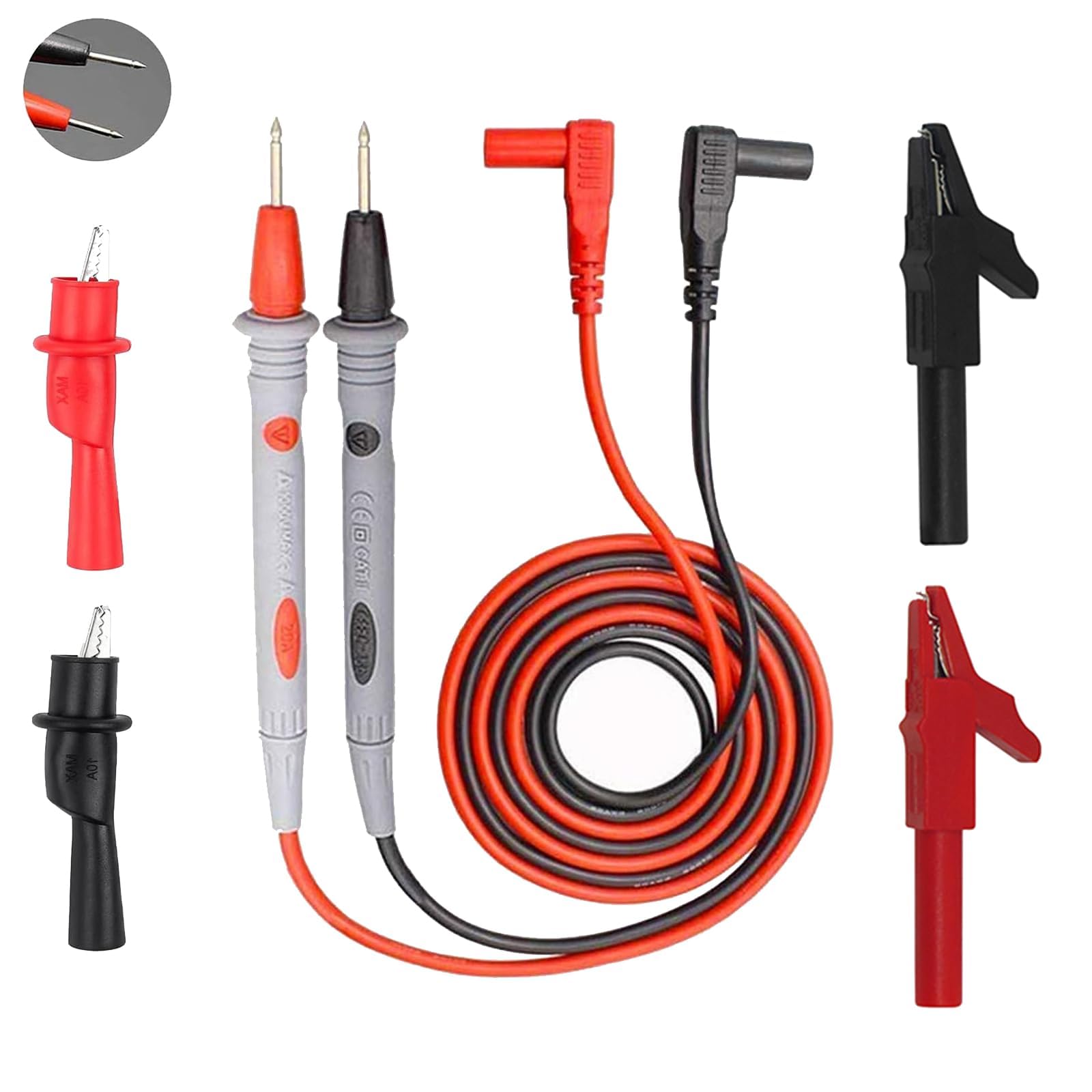 Multimeter Test Leads and 4Pcs Alligator Clips, Precision Sharp Lead ...