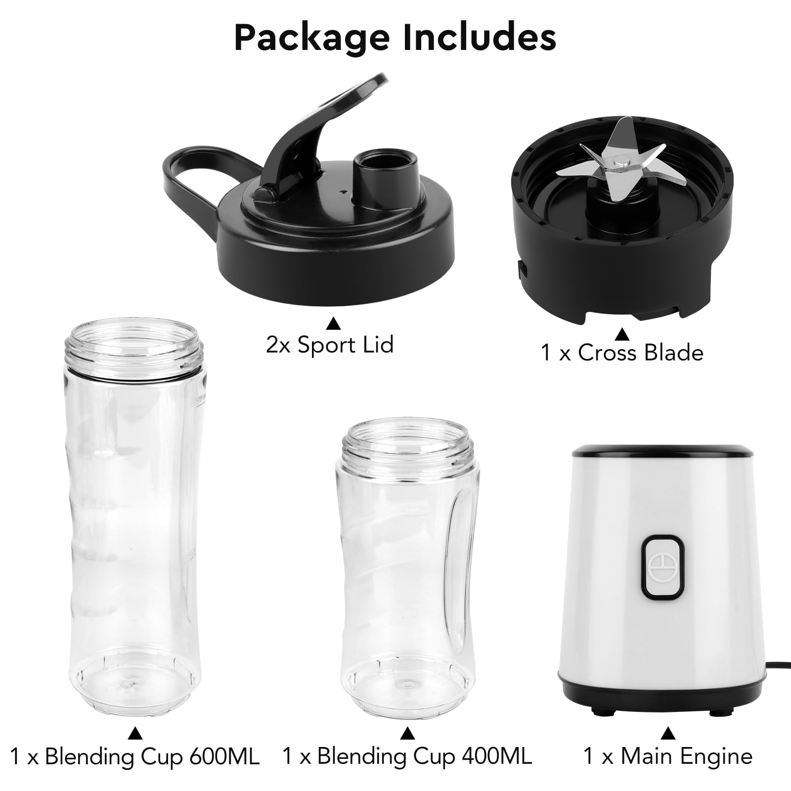 Mixer Smoothie Maker,Mini Standmixer,Smoothie Maker to go,Blender Mixer,BPA-Frei,23000RPM,Doppelbecher-Design (600ml + 400ml) Reisesportflaschen,300W,Blender Elektrisch