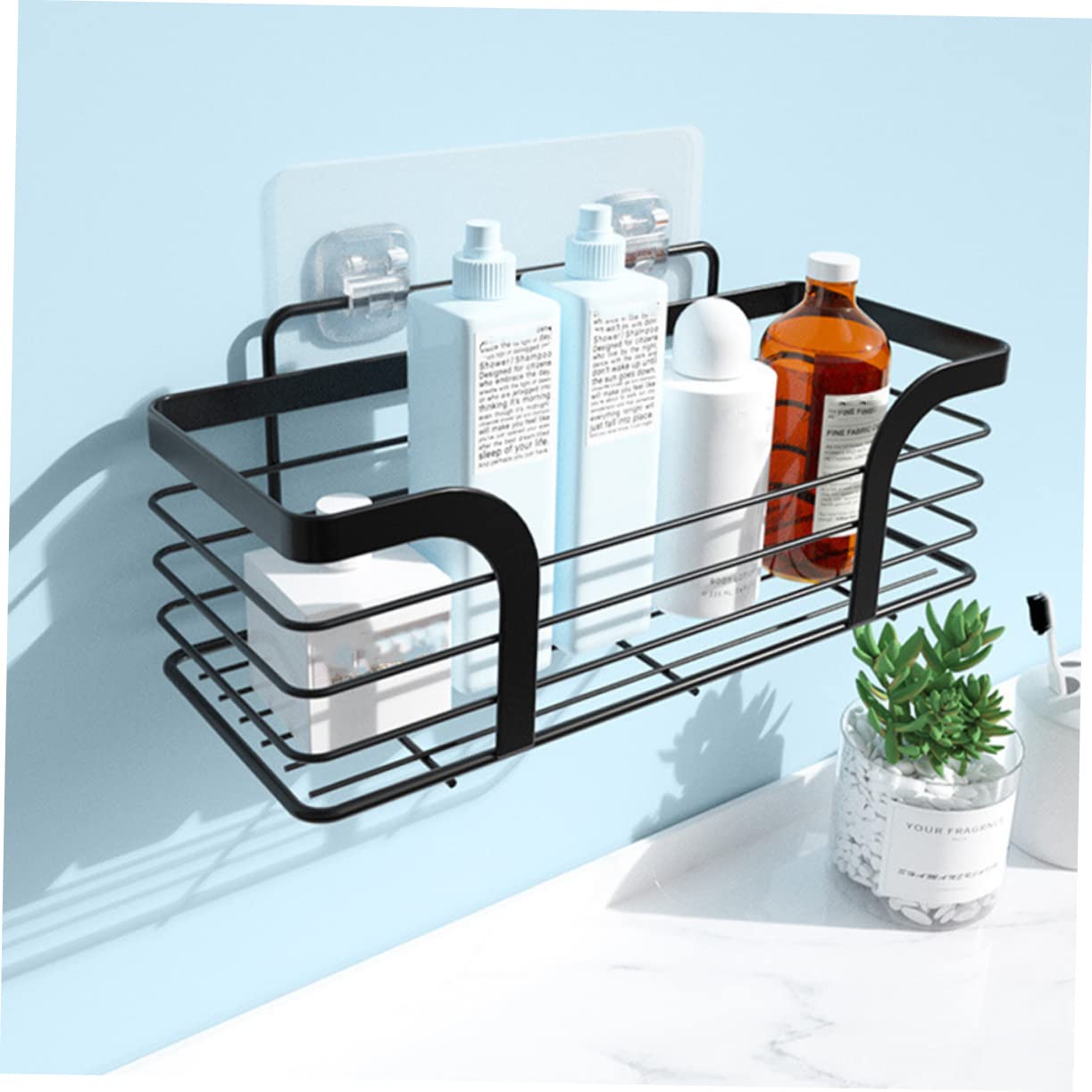 Organizador de Baño Adhesivo, Estantería Baño Esquina de Acero Inoxidable, Instalación sin Taladro, Bordes Redondeados, Adecuado para Ducha