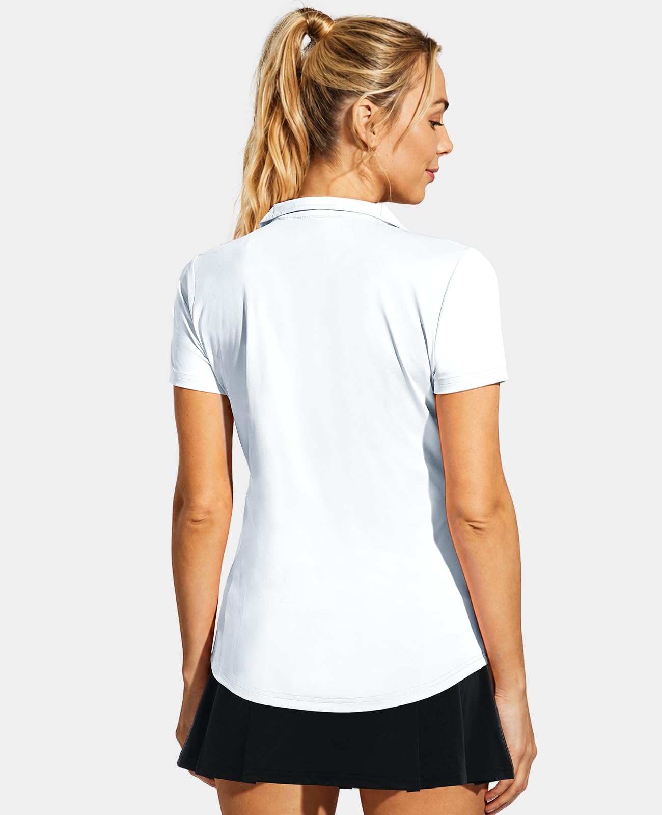 MIER Polo de Golf para Mujer, Cuello en V, Manga Corta, Ajuste seco, Absorbe la Humedad