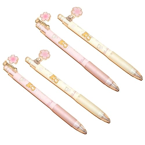 4pcs Kawaii Sakura Mechanical Pencil Press Pen Writing Supplies Convenient and Practical 0. 5/0. 7mm 2B Cartoon Bear Automatic Pencils Gift for Kids Korean Stationery School Office - 4 Pcs