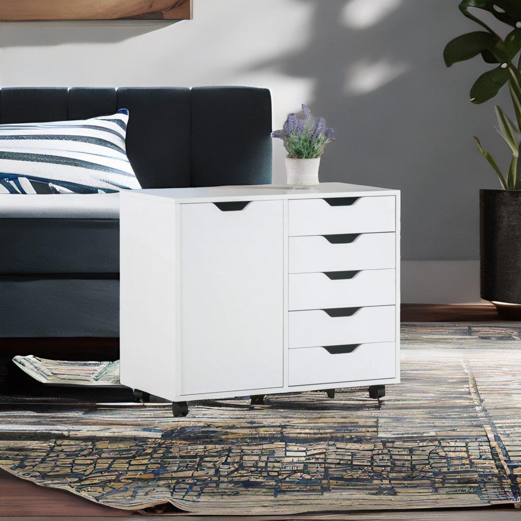 Ergode Wood Halifax Cabinet - Versatile 5-Drawer & Side Storage Solution