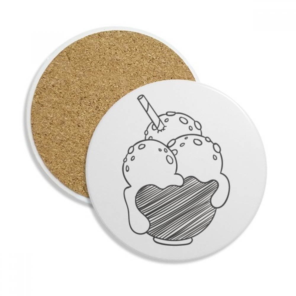 Coaster tasse absorbant noir bowl biscuits motif imprimé en céramique x2