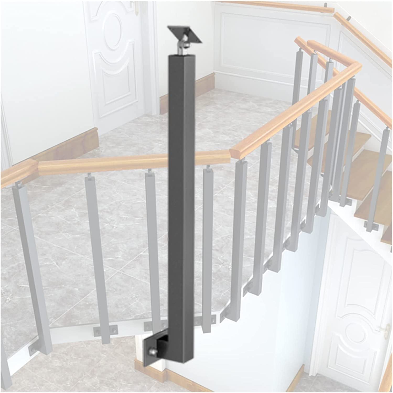 Indoor Metal Stair Railing Balusters - Square Side Mount Spindles for Deck, Porch, and Stair - Complete Installation Kit with Screws