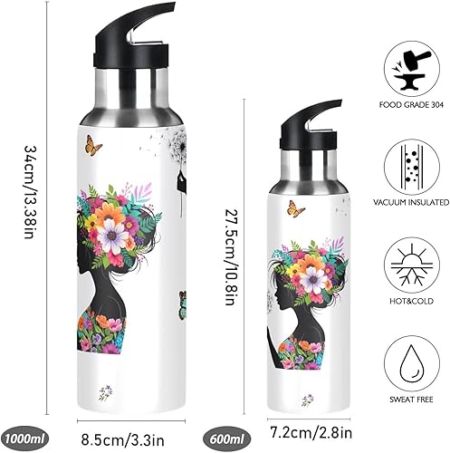 Miniatura 2 de Colorful Flowers Stainless Steel Water Bottle 20 Oz, BPA-Free Sport Water Bottle Leakproof Water Bottles