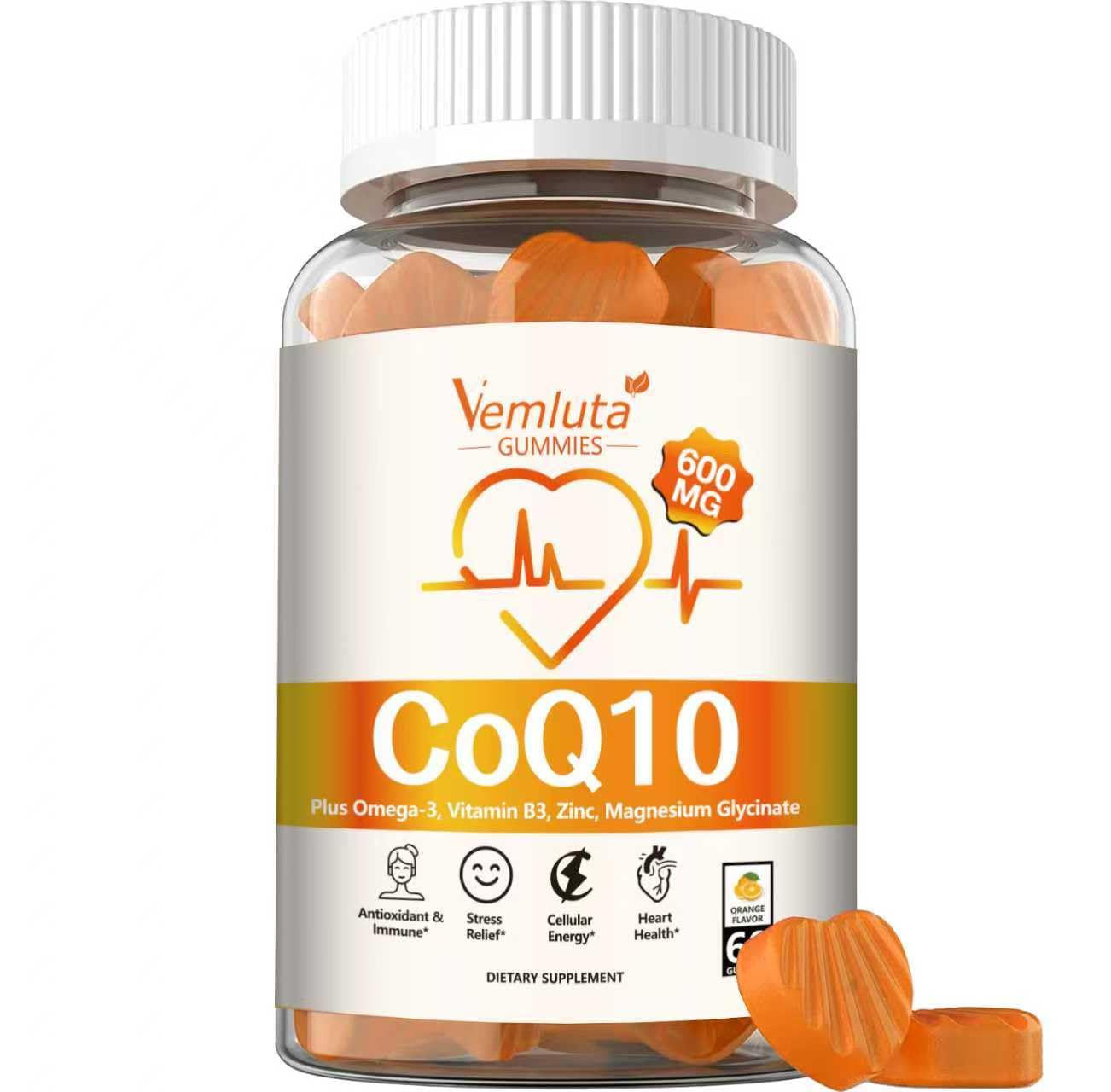 1 Pack CoQ10 Gummies, CoQ10-600mg- 3X Better Absorption Co q 10 Supplement Plus Omega-3, Magnesium, Vitamin B3 & Zinc for Adults Energy, Brain＆ Heart Support,60 Counts 60 Count (Pack of 1)