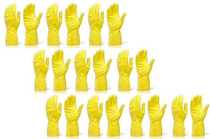 DarkShri?Rubber Hand Gloves Reusable Washing Cleaning Kitchen Garden (10 Pairs) (Color May Vary)