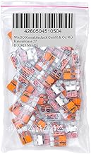 WAGO 50 Pieces 221-412 Connection Terminal 2 Wires with Lever 0,2-4 qmm Small Design, Transparent