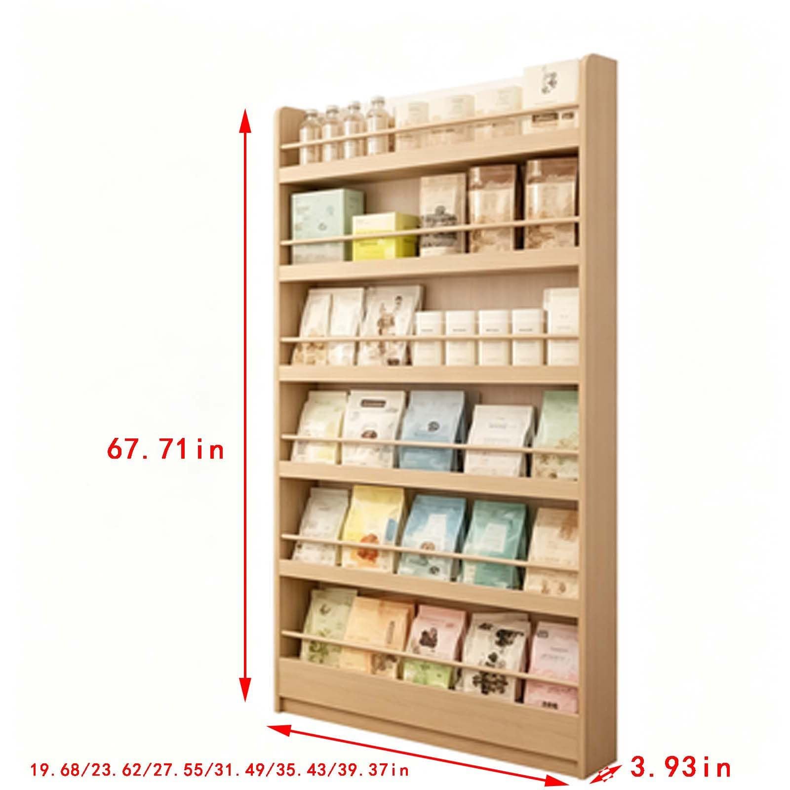 Schräges freistehendes Holz-Buchdisplay für Einzelhandel | Schräger Haushaltsbuch-Display-Organizer, freistehendes Holz-Leseregal für verpackte Literaturwaren(Width:19.68in)