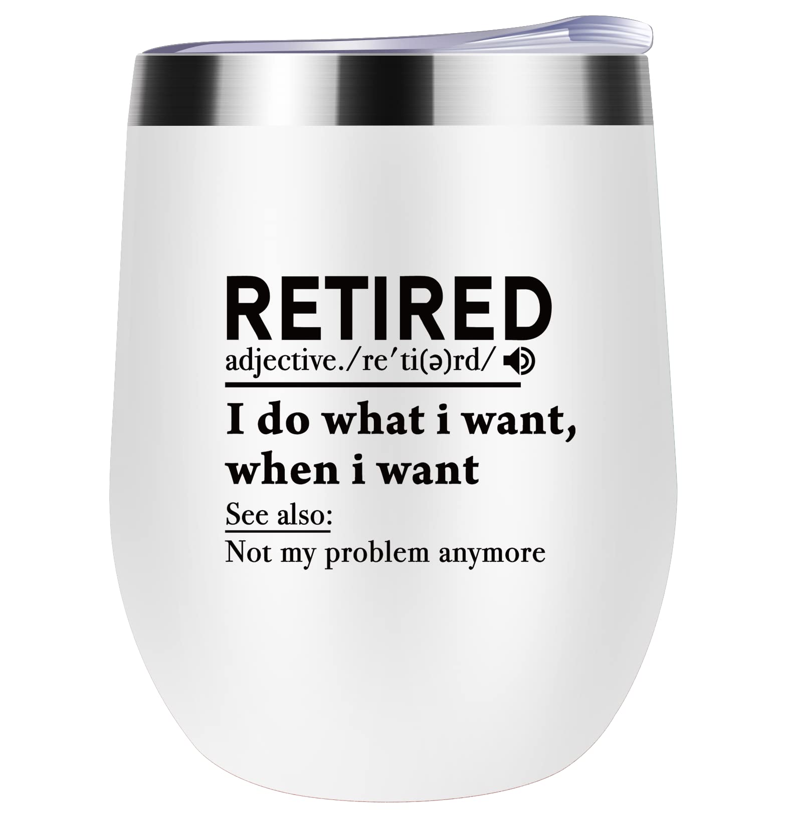 Photo 1 of 2 QTY Retirement Gifts for Men 2022 - Mens Retirement Gifts - Retired Gifts for Men - Funny & Happy Retirement Gifts for Men, Friend, Retiring Coworker, Worker, Dad, Doctor, 12oz Wine Tumbler with Lid White-Retired