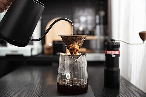 Miniatura 2 de HERO Goldcup - Gotero de café sin papel V60, filtro de metal, goteo, vertido sobre 300 malla, tamaño 01