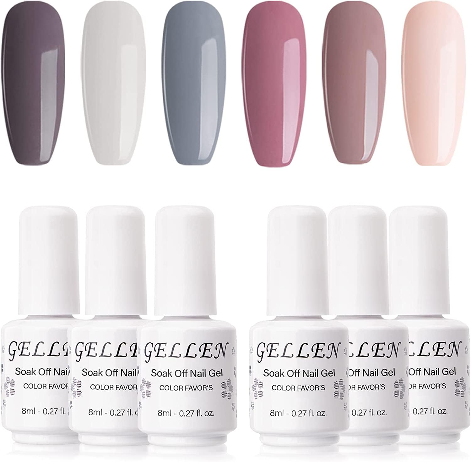 34 Color Soak-Off Gel カラージェル Amazon.com : GELLEN Nude Grays Gel Nail Polish 6 Colors, Gel