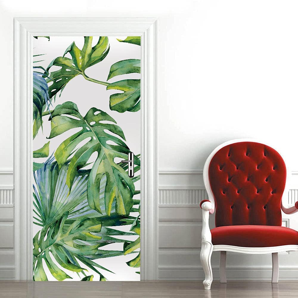 Adesivo Porta 3D Con Bradipo E Pianta – Decalcomania Autoadesiva 90x200 Cm Per Camera Letto E Ufficio, Impermeabile