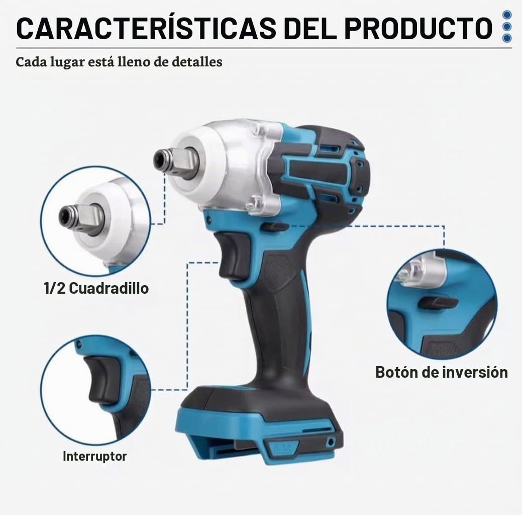 Kit de Herramientas Inalámbricas 3 Piezas, Taladro Percutor, Atornillador de Impacto y Amoladora, con 2 Baterías y Maletín, Juego Profesional para Bricolaje