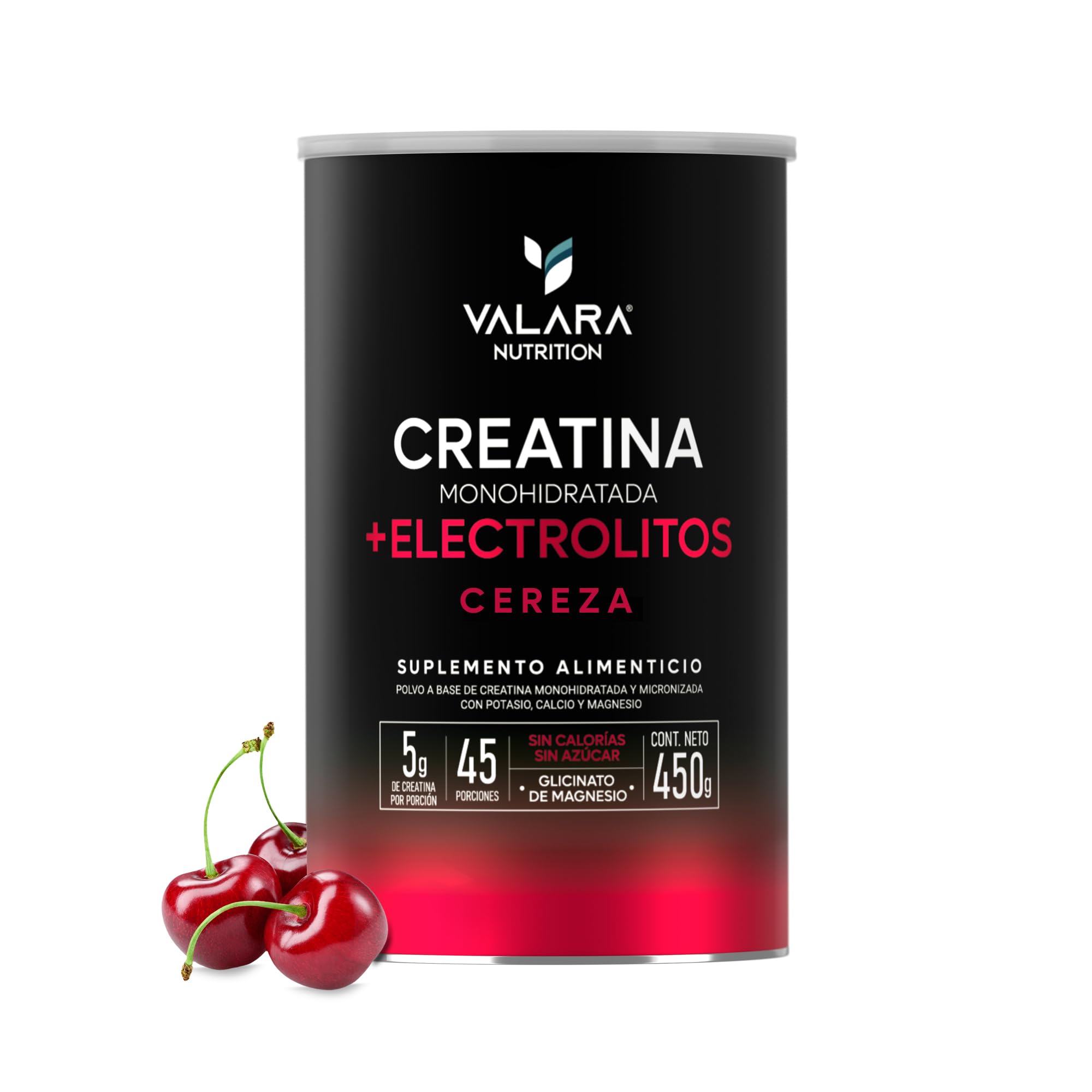 VALARA Creatina Monohidratada Adicionado Con Electrolitos En Polvo Cereza