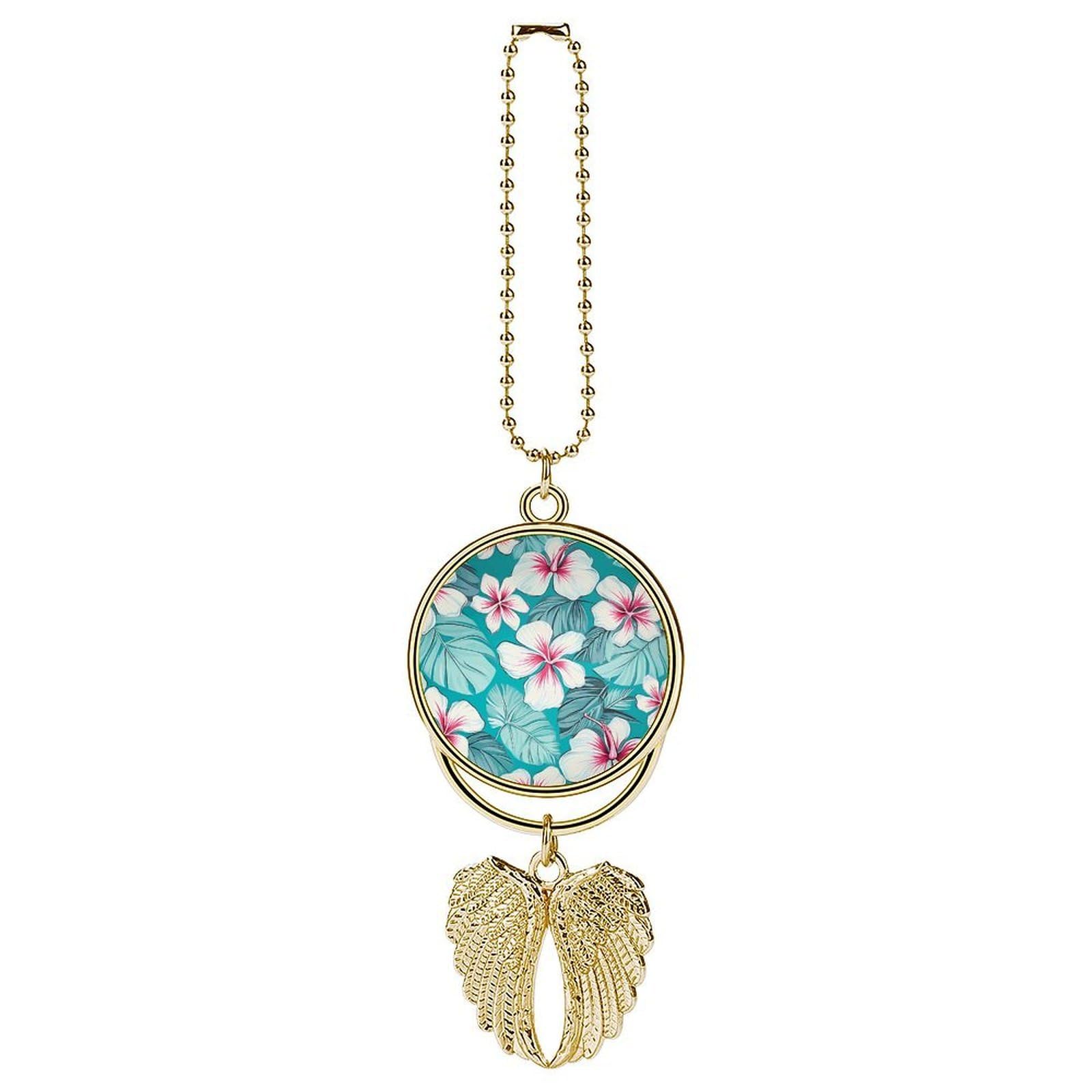Tropical Hibiscus Flowers Car Charm Alloy Car Rear View Mirrors Hanging Ornaments Stylish Car Pendant Funny Auto Hanging Accessories Car Hanging Ornaments Gift for Women Men