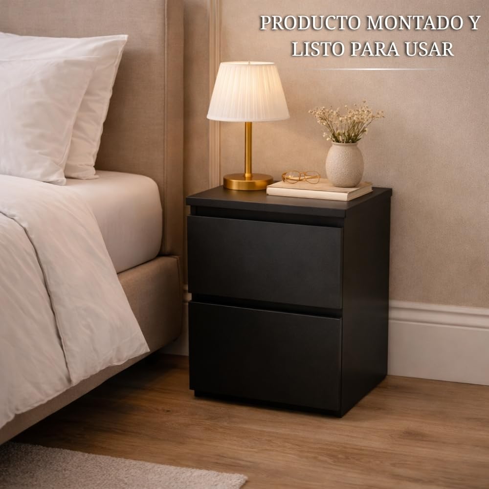 Beetle Wood - Cajonera negra con compartimento secreto y doble fondo invisible | Mueble camuflado con cerradura NFC y app móvil | Caja fuerte oculta para dinero, joyas y documentos | Montado