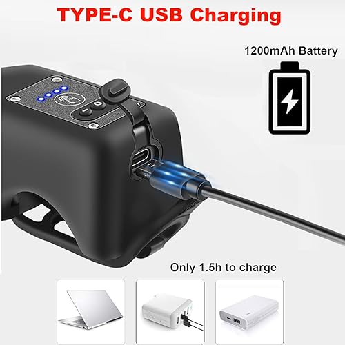 Miniatura 7 de Bocina de bicicleta eléctrica y luz de bicicleta 2 en 1, bocina de bicicleta fuerte de 110 dB, 5 modos de sonido, luz delantera de bicicleta