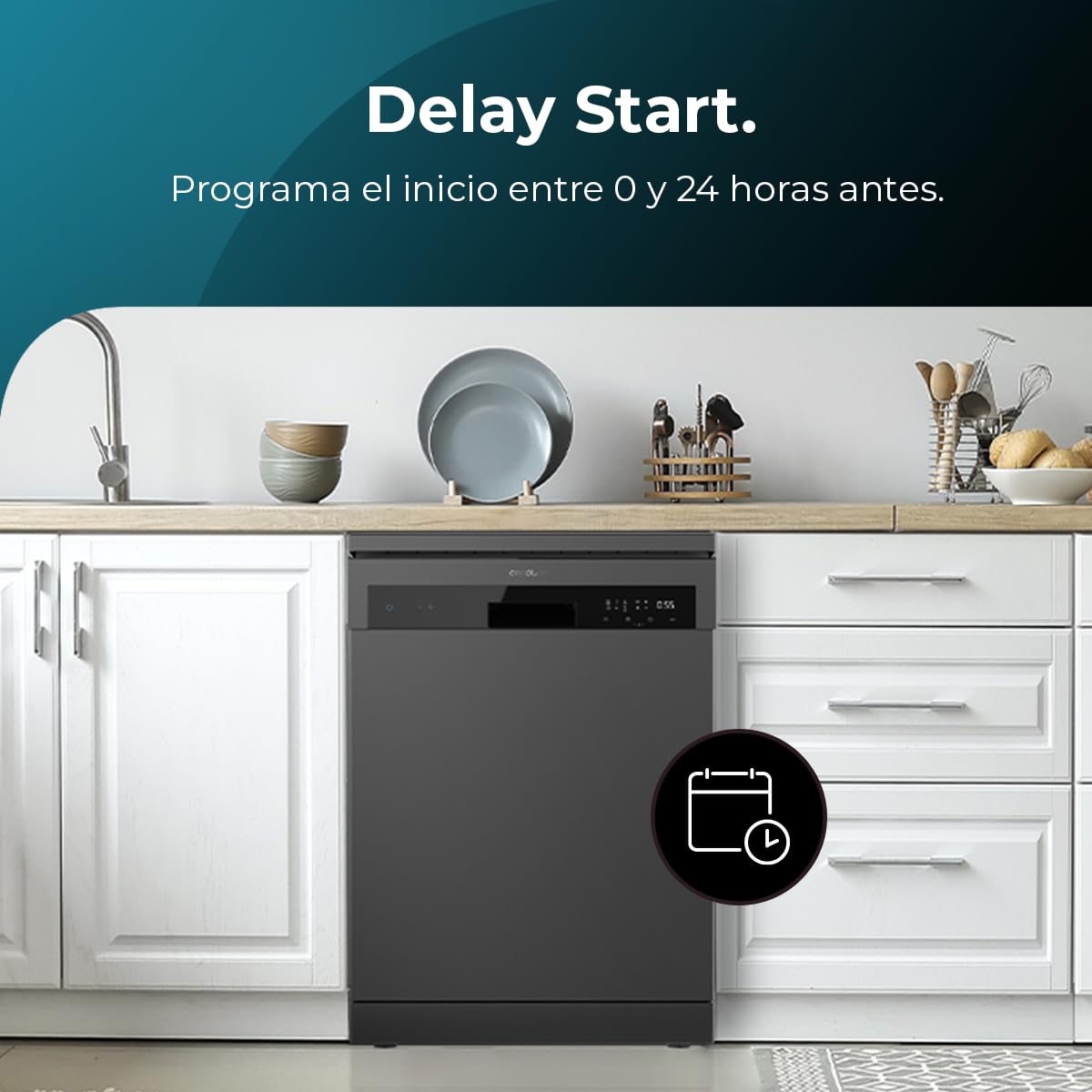 Cecotec Lavavajillas Compacto de 60 cm Bolero Aguazero 6110 Dark E, 1850W, 13 Cubiertos, 6 Programas, Funciones Media Carga, programa 3 en 1, Delay Start, Dry+, FullTouch y ChildLock — view 7