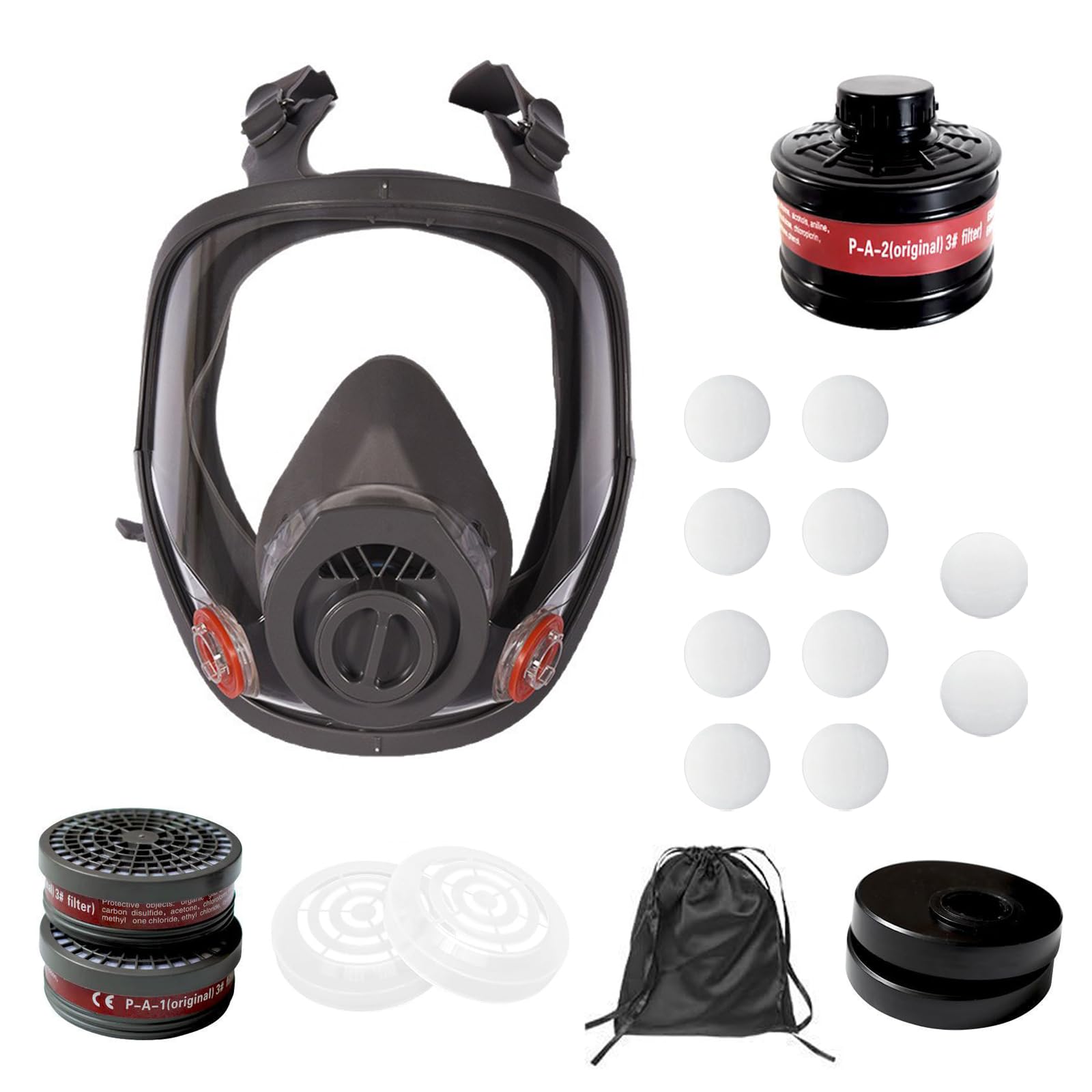Masque facial de protection pour différentes tailles de tête, masque respiratoire réutilisable avec filtre, protection respiratoire complète avec filtre