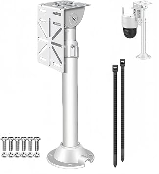 I-Type Telescopic Security Camera Mount Kit with L-Shaped Metal Adapter - Heavy-Duty Bracket for Indoor/Outdoor Use, Fits Most CCTV Dome/IP/PTZ Cameras Solar Panel