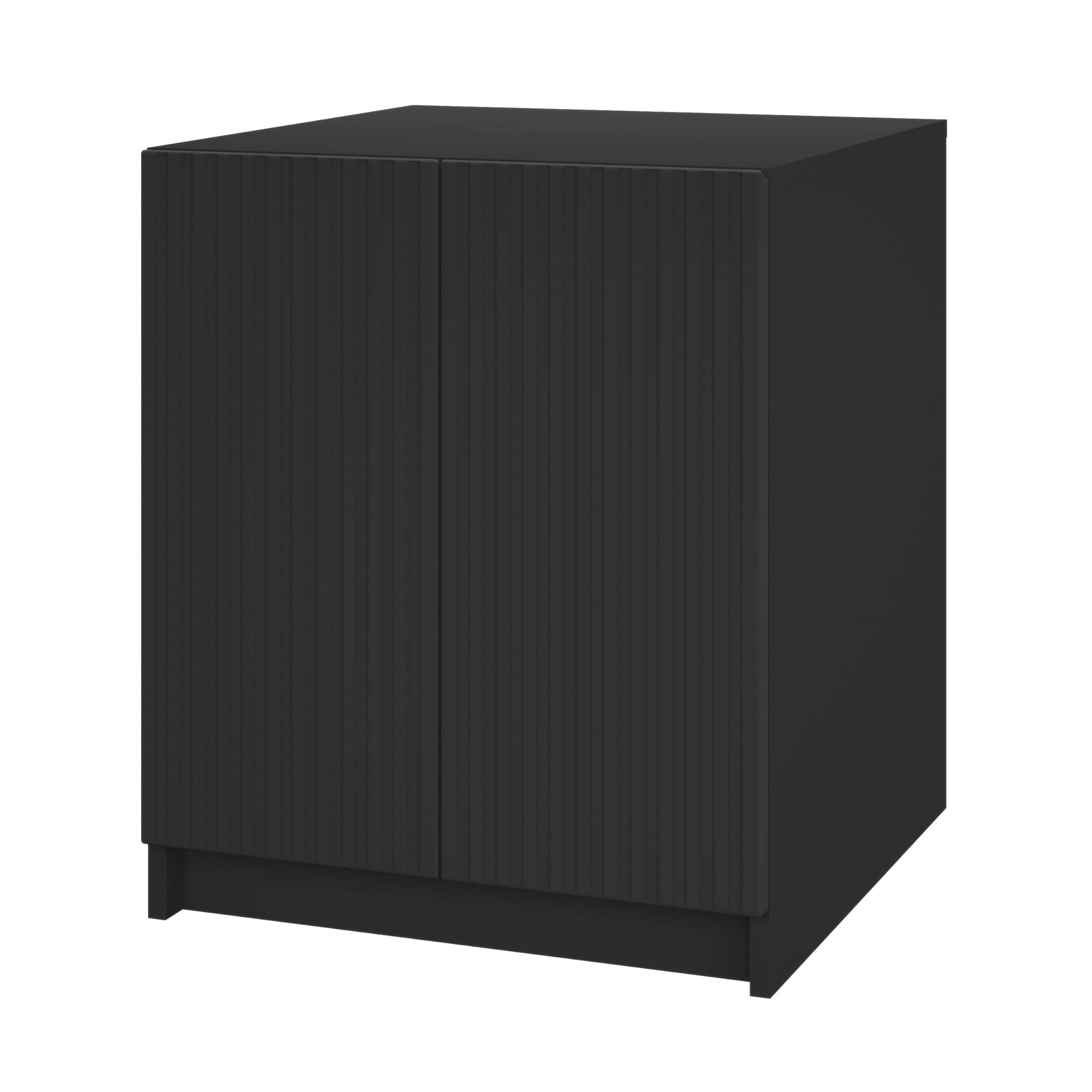 Druckerkommode Rivo, Aktenschrank mit 2 Fächern und 2 Türen, Druckerschrank in Schwarz matt/Schwarz geriffelt, (51 x 60,5 x 54 cm)