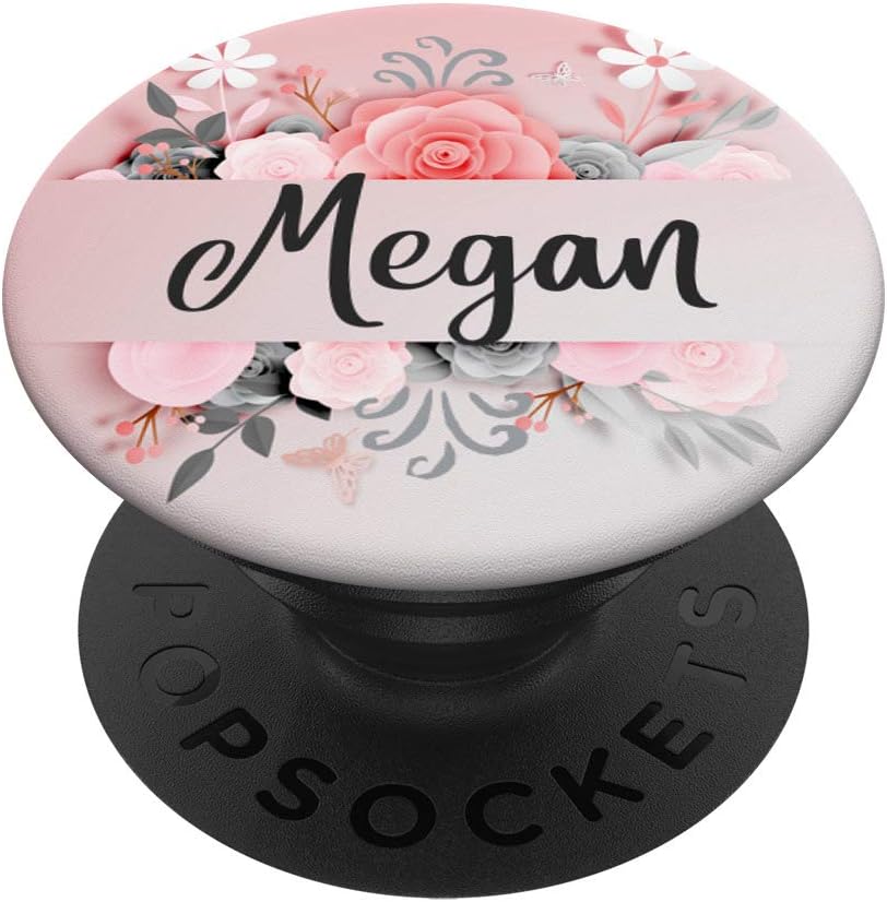 Megan Gift Name Monogram Pink Gray Black Flowers