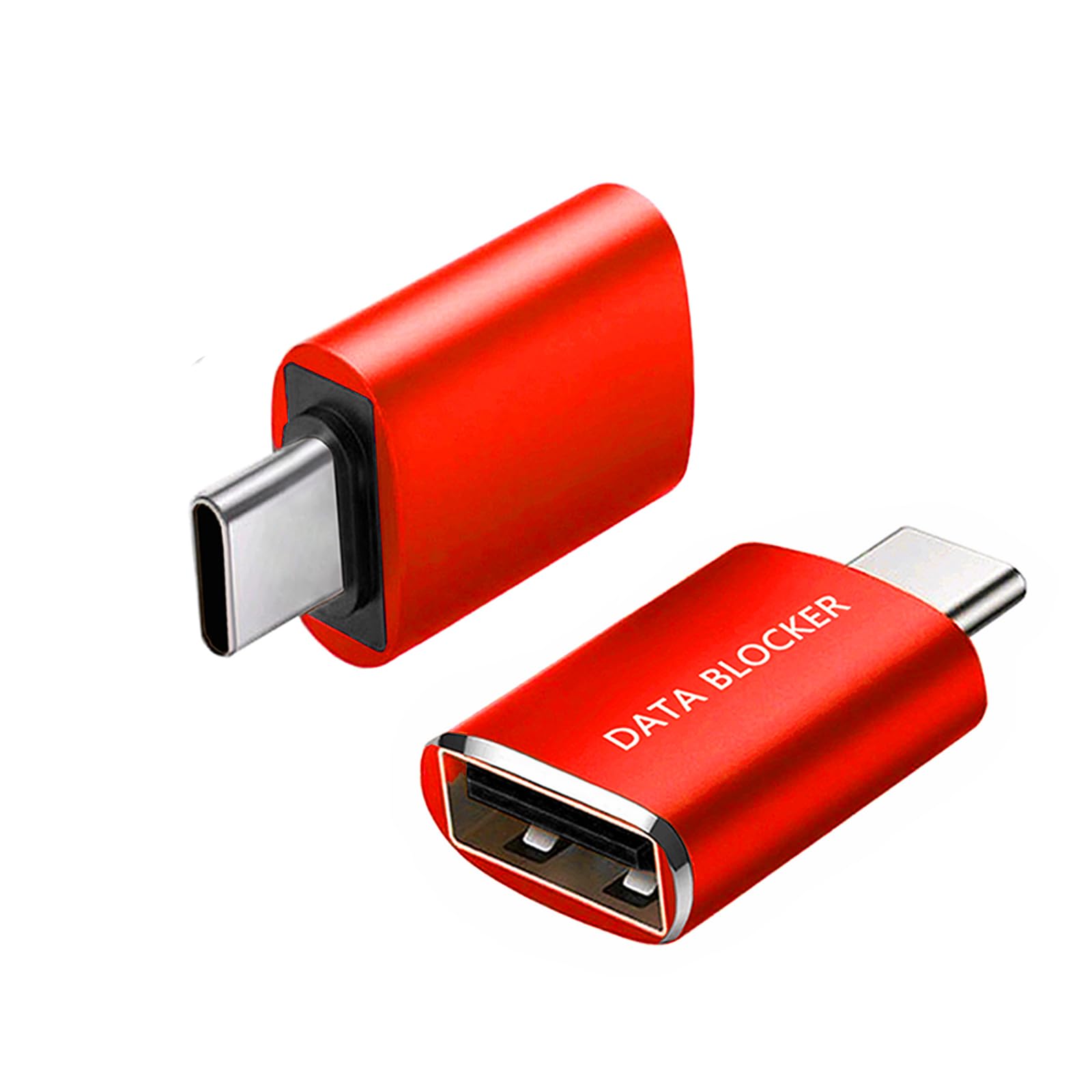 USB Data Blocker Adapter & USB C Data Blocker, A to A & A to C & C to C & C to A Only for Charge, Protect Against Juice Jacking,for iPhone 15 16 and for Android Phone or for ipad. (4 Pack Red+Orange)