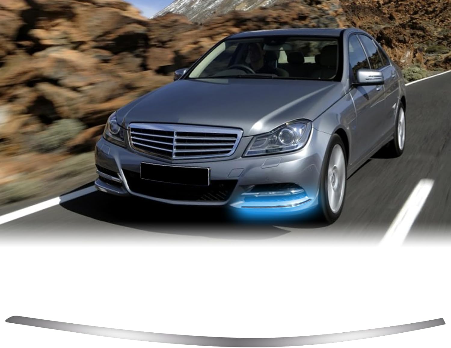 Rear Molding Trim Bumper Chrome Driver Side Compatible with Mercedes Benz C300 C350 C250 C63 AMG 2012 2013 2014 2048852921 Left (Driver Side)