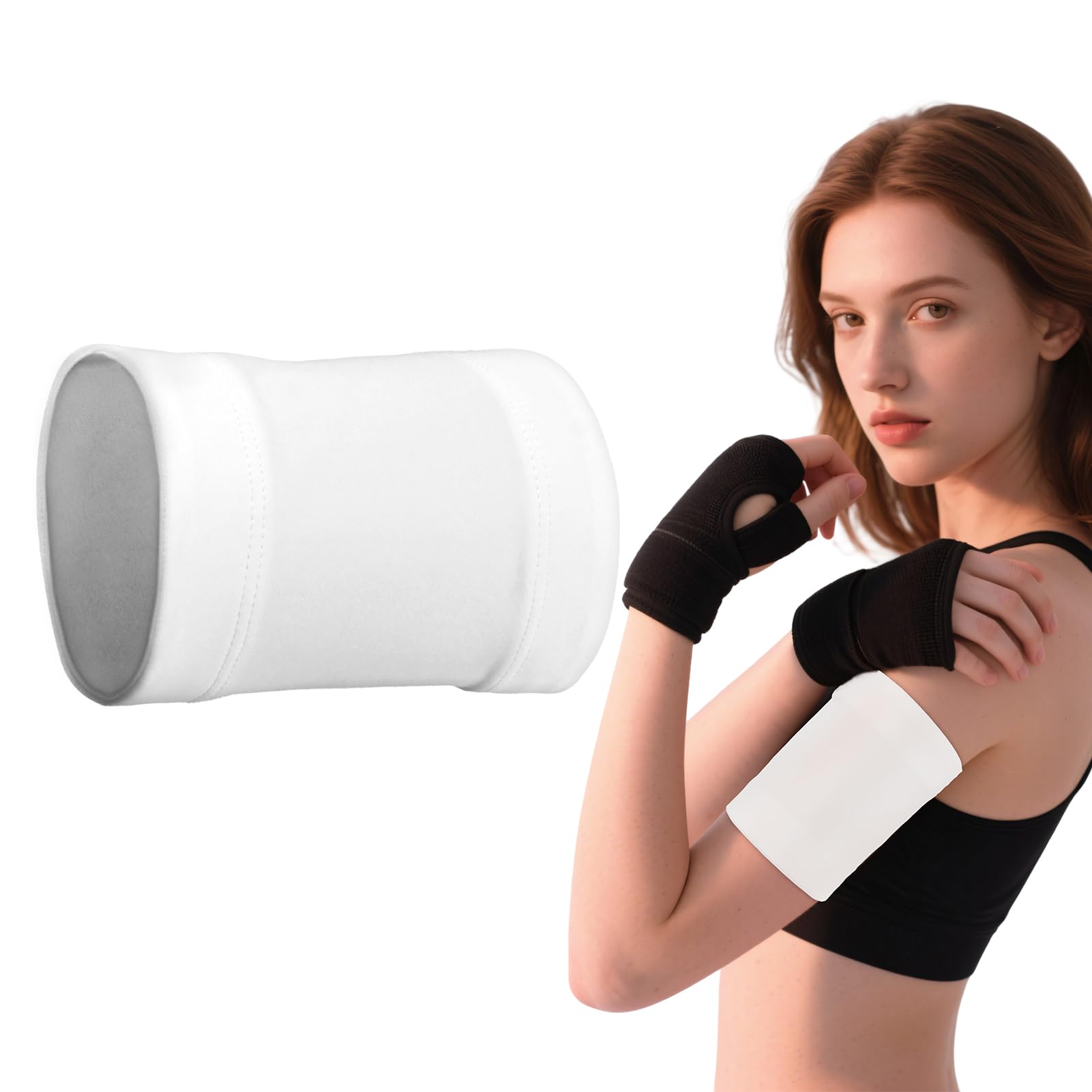 Diabetic Sensor Armband Diabetes Sensor Cover for Insulin Pod Monitoring Systems Omnipod Dexcom Freestyle Libre Protects Insulin Pod During Sports Replace Adhesive Patches Tape (White, XL)
