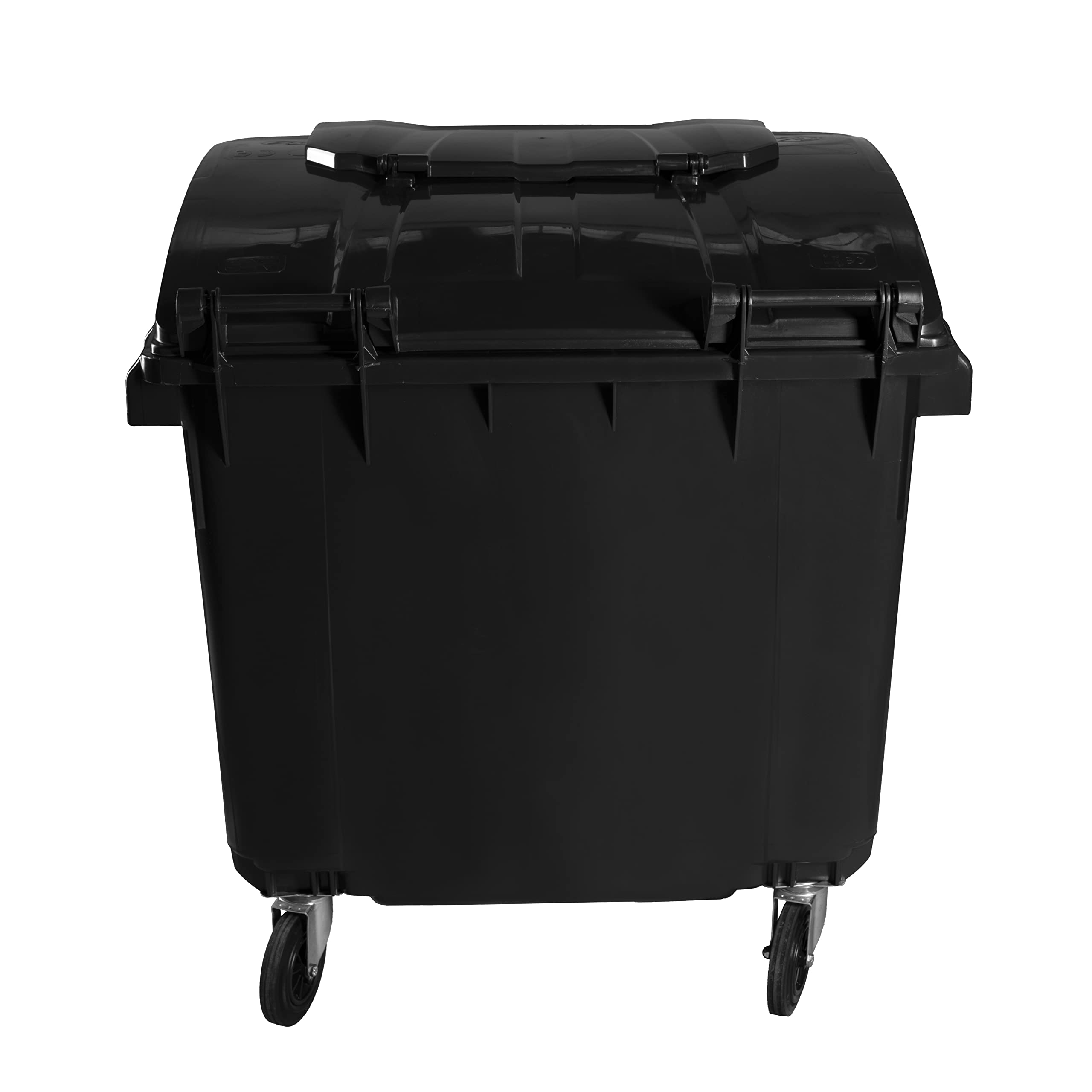 Hardwex Müllcontainer mit 4 Rädern mit Flachdeckel, Deckel im Deckel, Müllgroßbehälter, Abfalltonne, Mülltonne, Volumen: 1 100 Liter, Grau, Größe: 1 344 x 1 370 x 1 070 mm