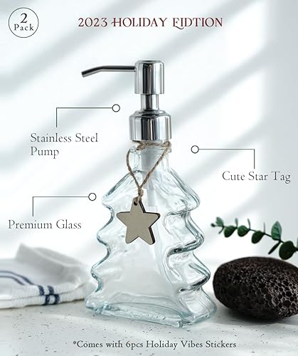 Miniatura 2 de JASAI Paquete de 2 dispensadores de jabón para árbol de Navidad con bomba de acero inoxidable 304 a prueba de óxido, dispensador de jabón de baño