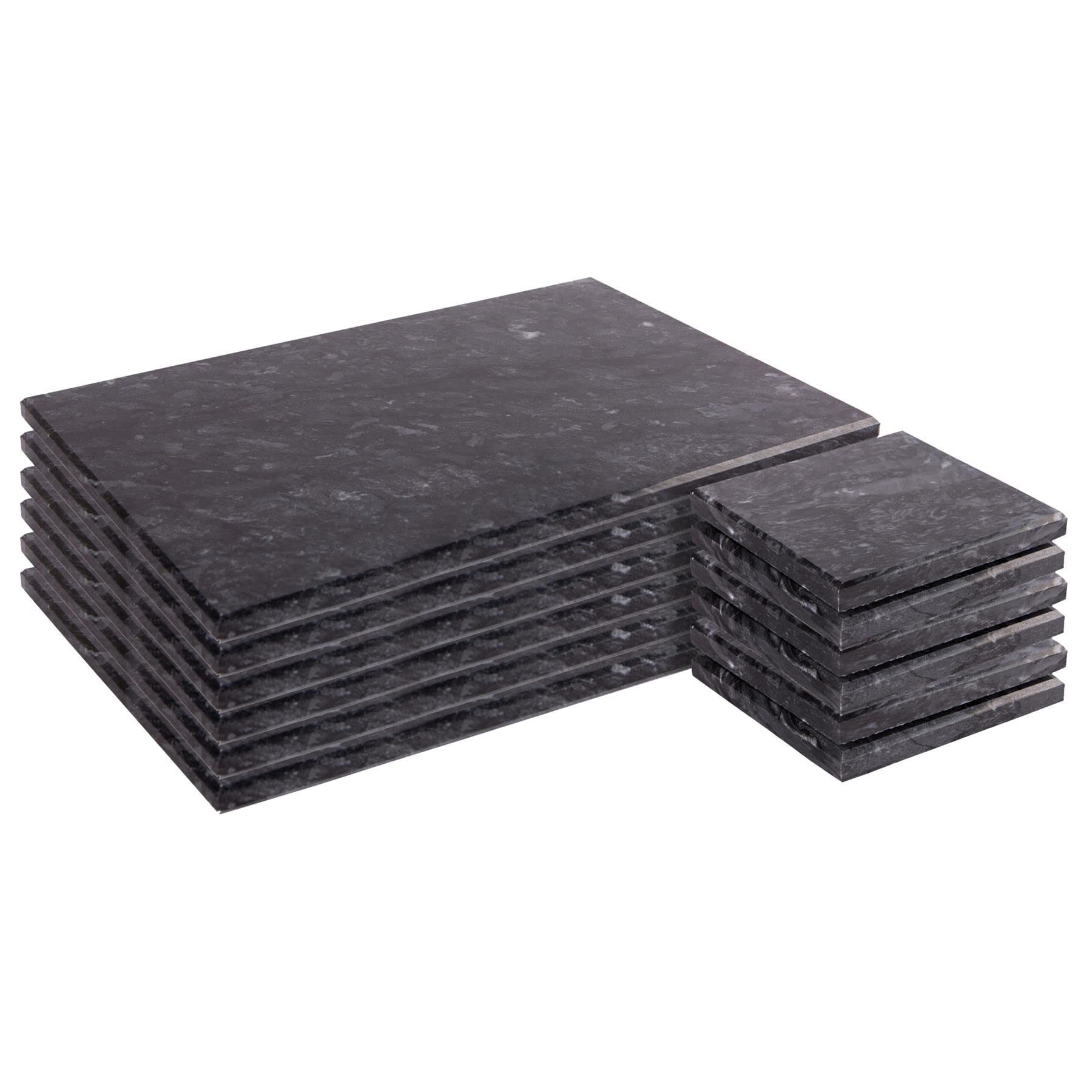 Argon Tableware Marble Placemats & Coasters Set - Black