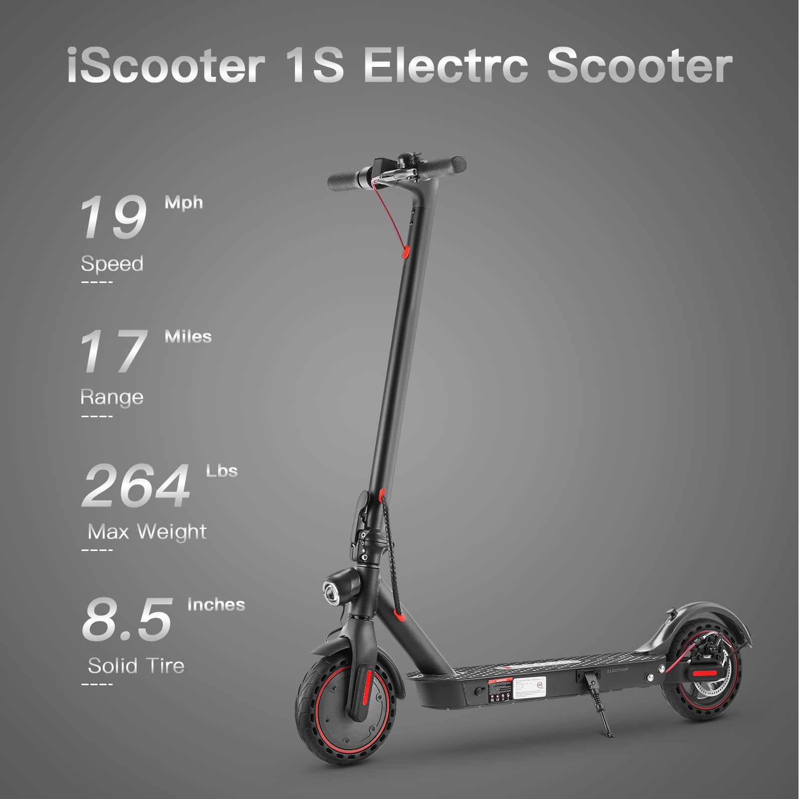iScooter 1S Electric Scooter for Adults Up to 17 Miles Long Range
