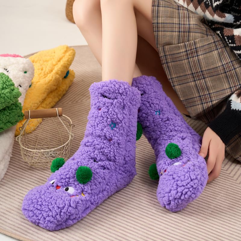 Fuzzy Socks for Women and Men Non-Slip Soft Fluffy Slipper Sock Plush Animal Christmas Warm Sleep Home Sock2