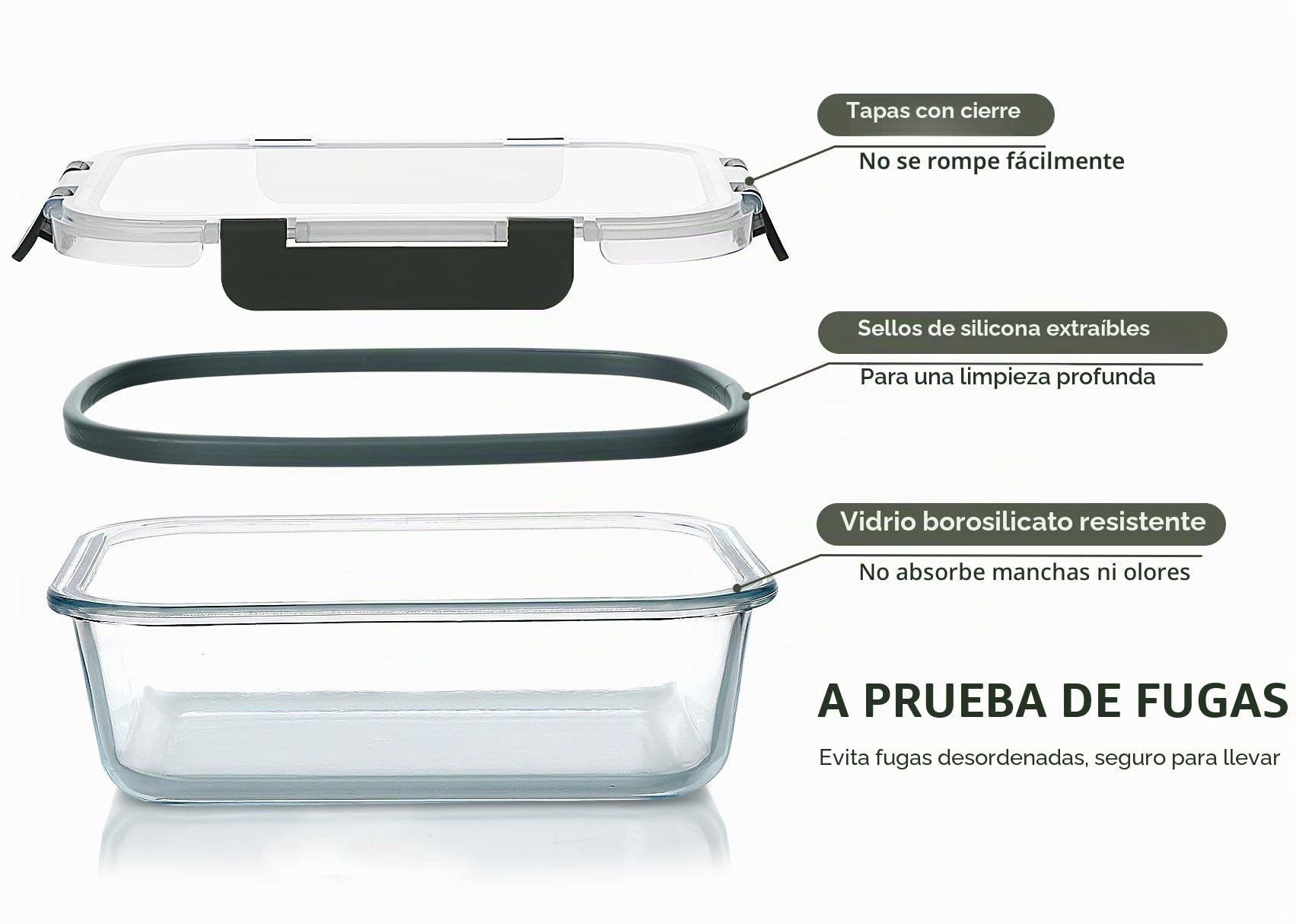 MCIRCO Recipientes de vidrio para alimentos 30 piezas [15 recipientes + 15 tapas] - Recipientes de vidrio - Tapas transparentes - Sin BPA - para la cocina de casa o el restaurante