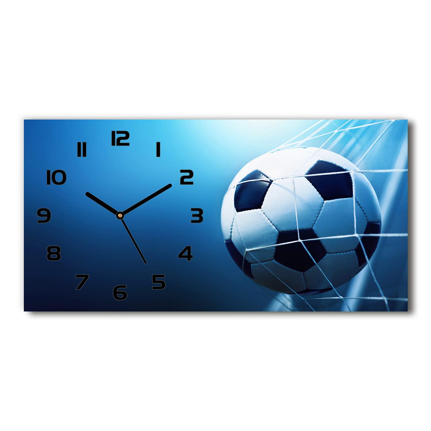 Horloge en verre 60x30cm sur pied au motif de ballon dans le but pour salon