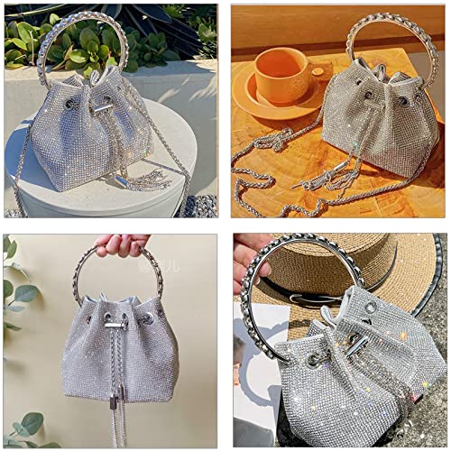 BBTT.ful Shoulder Bags Crossbody Bag Purses Handbags Crystals Evening Bag Silver for Women Girls Wedding Prom Party Club… - Image 2