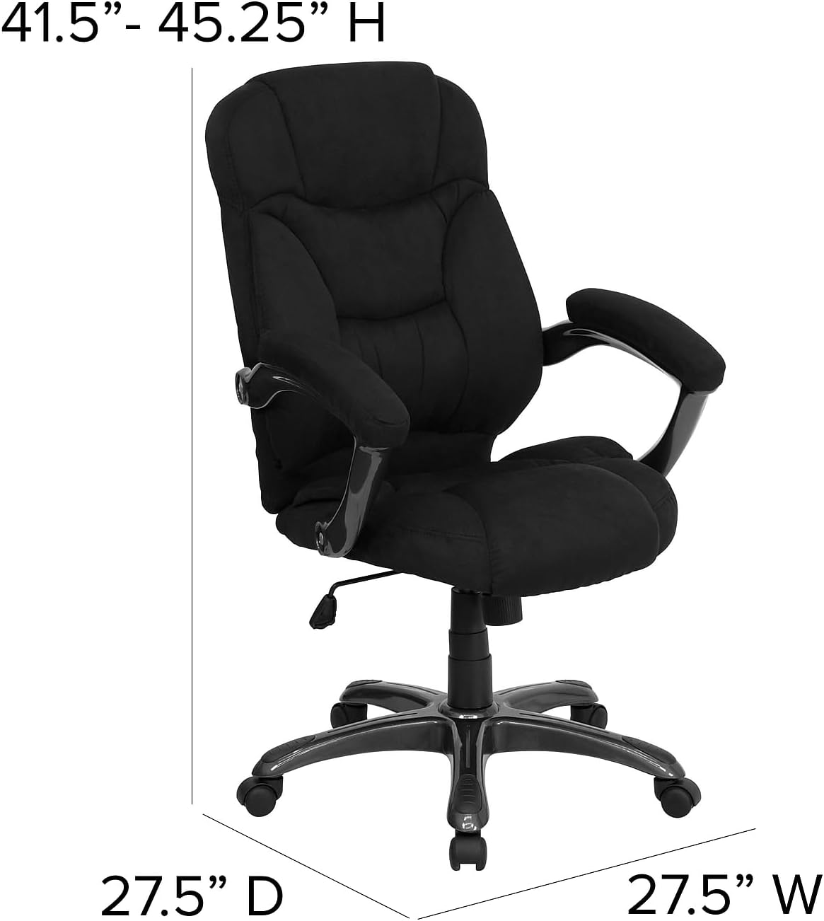 Flash Furniture Jessie High Back Black Microfiber Contemporary Executive Swivel Ergonomic Office Chair with Arms
