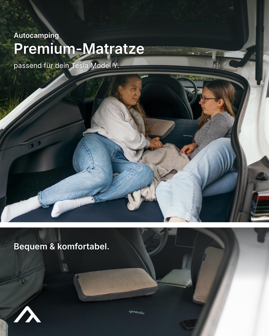 qeedo Cloudmat Y Selbstaufblasende Premium Luftmatratze Auto passend für Tesla Model Y