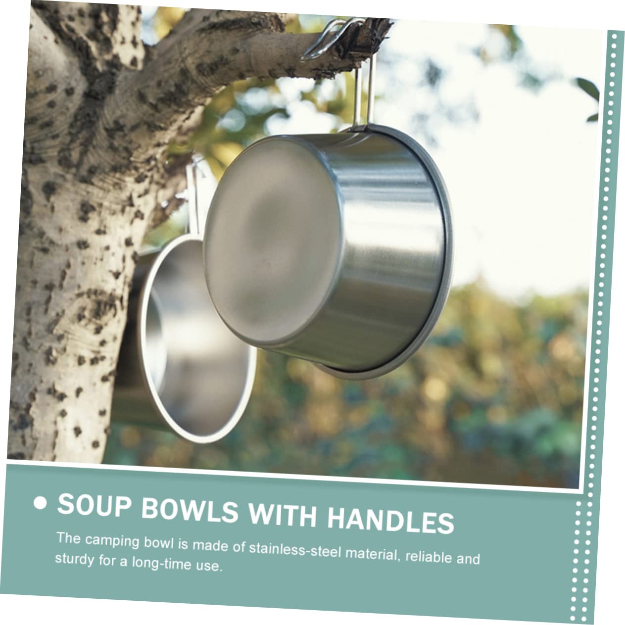 BESPORTBLE Stainless Steel Salad Bowl Camping Bowl Cup Handles Compact for Outdoor