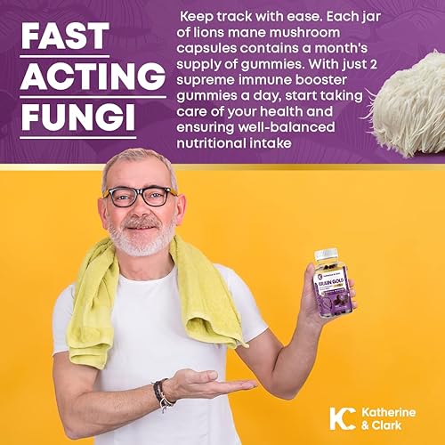Miniatura 8 de Brain Gold - Gomitas de súper hongos que ayudan a apoyar el sistema inmunológico, suplemento de hongos melena de león, sabor natural a frambuesa,