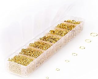 (2300 Pcs) 7 Sizes Gold Open Jump Rings Crafts Jewelry Connectors Chain Links Assorted 3mm 4mm 5mm 6mm 7mm 8mm 10 mm Split Jump Rings for Jewelry Making Supplies Findings