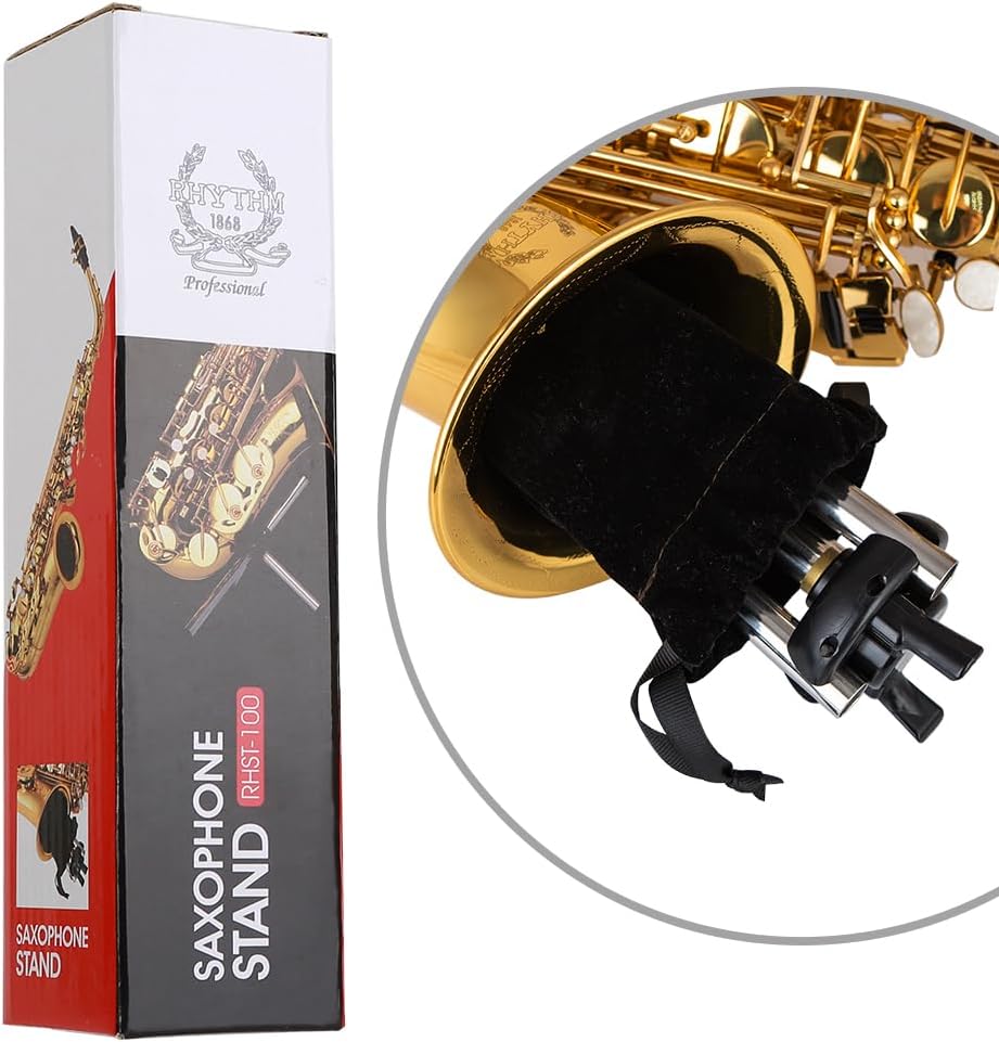 RHYTHM Foldable Alto Saxophone Stand Stainless Steel Sax Stand Holder Portable Saxophone Bracket Adjustable Stand image 4